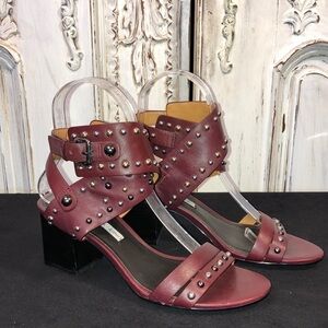 & Other Stories Wine Color Studded Strappy Heel Sandal Size 6